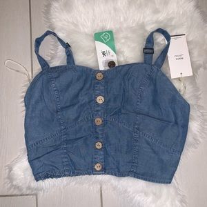 Women’s Button Front Crop Denim Cami Top